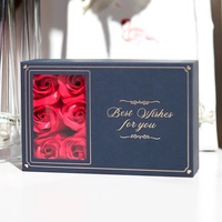 Boîte cadeau de fleurs de savon de luxe DEQI avec sac en papier assorti, boîte d'emballage en papier pour bijoux avec logo personnalisé pour mariage, anniversaire