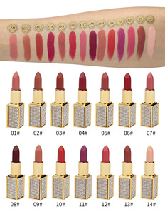 ลิปสติกเนื้อแมทท์ 14 สี แบบแท่งเพชร สำหรับมืออาชีพ รับผลิตแบรนด์ส่วนตัว กันน้ำ ไม่มีโลโก้ ลิปบาล์มวีแกน - Product Image 3