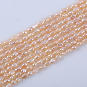 Natural Freshwater Pearl DIY Necklace <b>Bracelet</b> 3-4mm Loose Bead <b>String</b> Double-Sided Glossy Pink Potato Shape Zhuji Straight Hole - Product Image 5