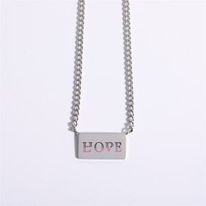 Collar de Cadena Cubana de Acero Inoxidable INS, Collar con Colgante Rectangular Grabado Personalizado - Product Image 5