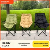 Chaise de camping pliable portable à dossier haut réglable, rembourrage en tissu Oxford épais et rembourré
