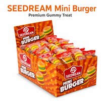 OEM Fabrikant Halal Premium Kwaliteit Pure Fruit Smaak Mini Burger Gummy Treat Individueel Verpakt in Displaydoos
