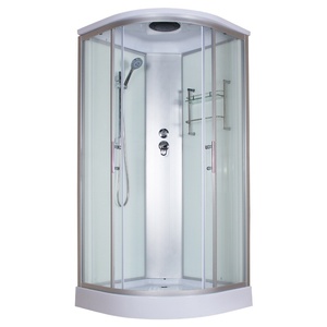 Cabine de <span class=keywords><strong>douche</strong></span> moderne à usage domestique, coulissante, en forme d'arc, avec cadre, en verre trempé blanc et chauffage à la vapeur, personnalisable - Product Image 2