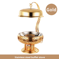 Plat de service de luxe doré 8L en acier inoxydable, style arabe moyen-oriental, pour buffet de restaurant et banquets de mariage