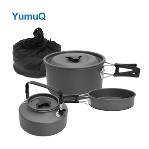 Yumuq 1-2 Persoon 10 13 15 Stuks Aluminium Camping Anti-Aanbak Kookgerei Zilver Set 28Cm Potten En Pannen