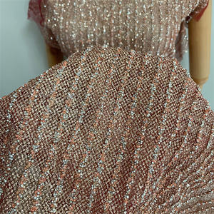Venta al por mayor Color Sparkle Glitter Net Fabric Glued Glitter Lace Shiny Wedding Tulle Lentejuelas Tela de encaje para vestido de <span class=keywords><strong>fiesta</strong></span> nupcial - Product Image 6