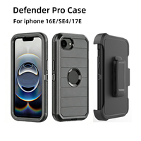 Funda Protectora 4 en 1 con Clip para Cinturón, Resistente, con Protección Elevada para la Cámara, para iPhone 17E 16E SE4, Diseño Stripe Defender Pro