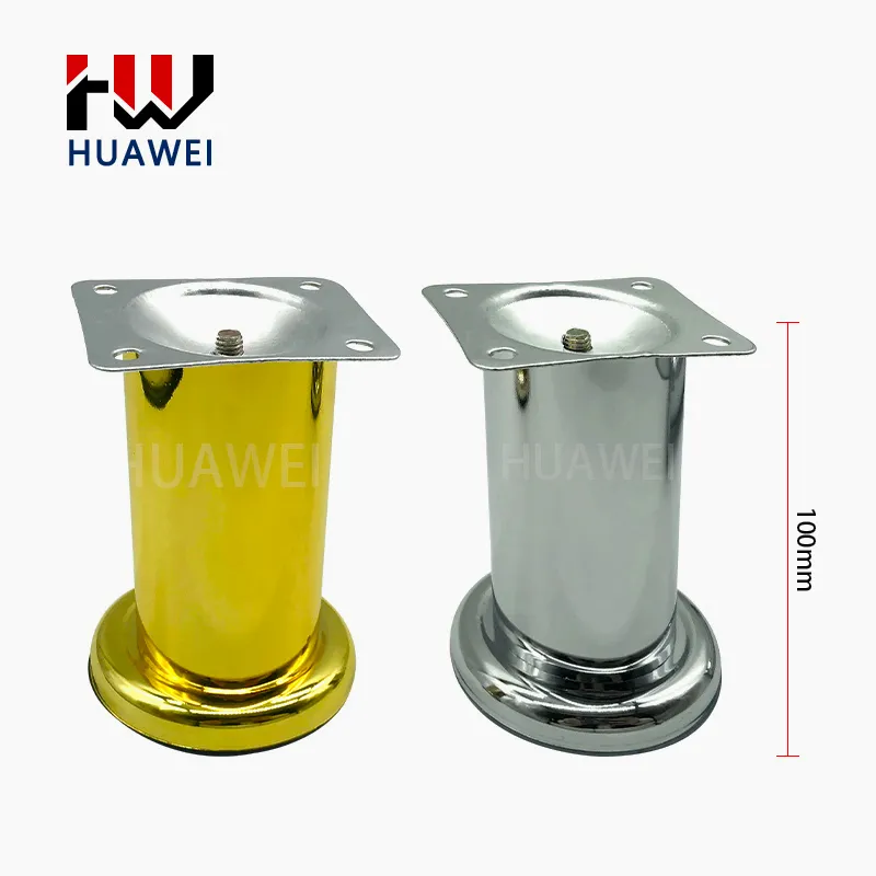 HUAWEI 10cm Round Tube Chrome Iron Table Cabinet Feet Adjustable Height Pipe Metal Sofa Leg For Furniture