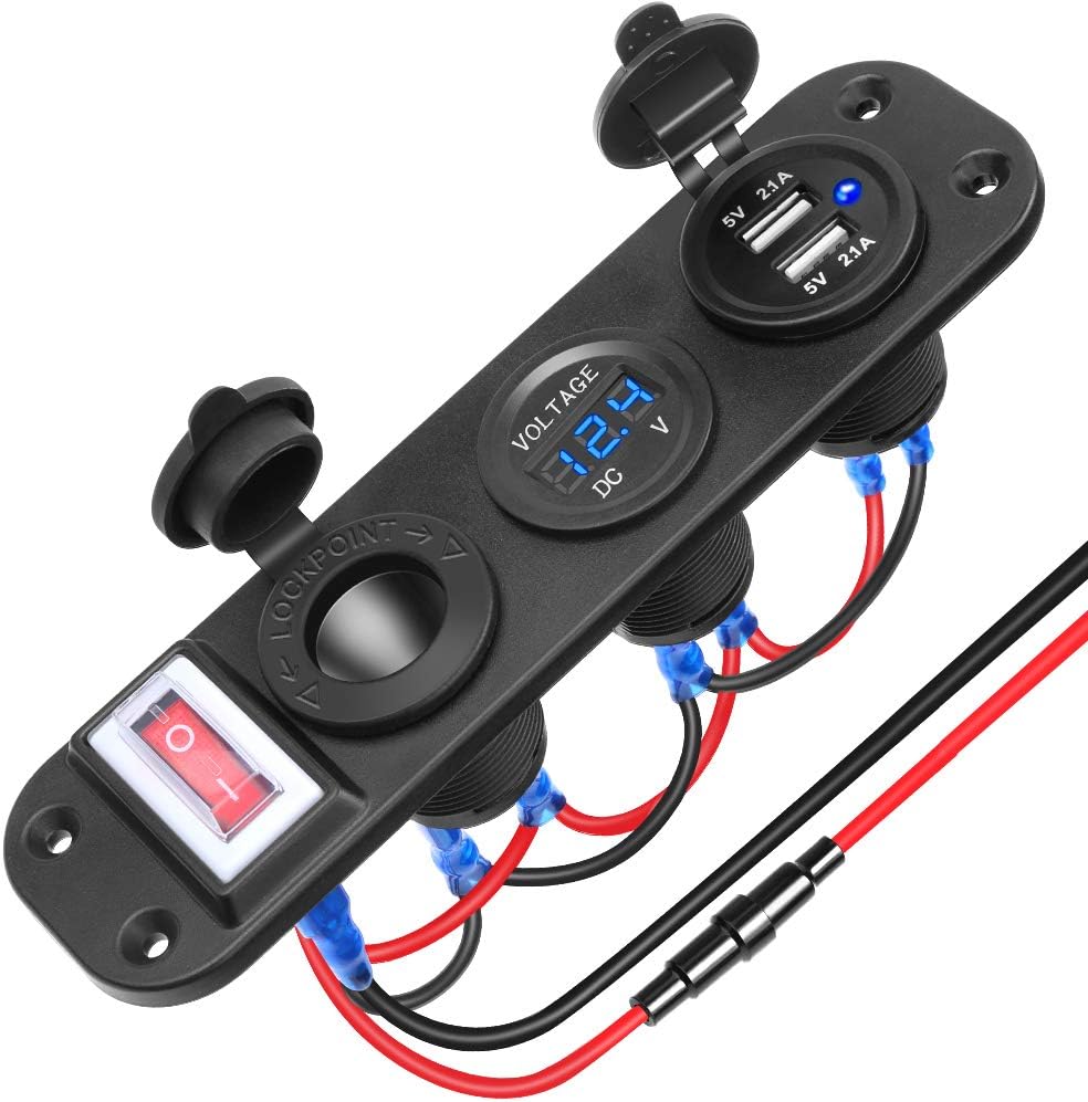 Presa Accendisigari Universale 12V/24V Con Fusibile E Cablaggio, Per Auto Moto Barca Camper Roulotte
