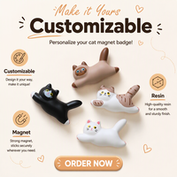 Aimant de réfrigérateur magnétique puissant personnalisable, motif chat courant Art Déco, grand format, en résine 3D, accessoire DIY pour anniversaire