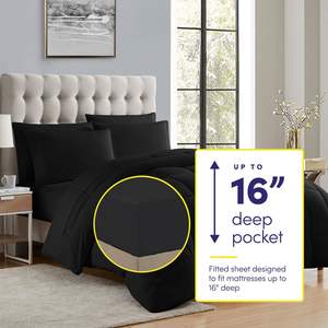 Collection Ensemble de literie 7 pièces toutes saisons en microfibre luxueuse 300TC blanc uni, avec alternative végétale - Product Image 5