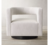 Chaise en velours gris de luxe style américain Rhohohill mobilier de salon canapé simple chaise longue pivotante fauteuil rond en bois massif