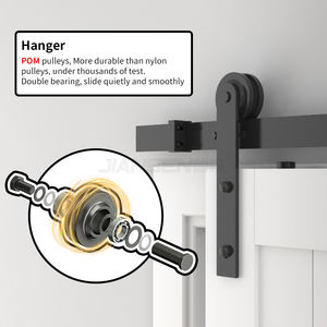 Quincaillerie pour portes coulissantes suspendues sur <span class=keywords><strong>rail</strong></span> en acier au carbone robuste de 8 pieds personnalisable Kits de quincaillerie pour portes de grange doubles - Product Image 4