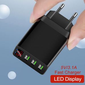 5V3A QC3.0 Digital Rapid Charger with Type-<b>C</b> and 3 <b>USB</b> Ports 30W LED Light for Mobile Phone and Laptop Wholesale - Product Image 5