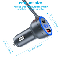 Cable de Carga para Coche Starlink Mini de 12-24V con Encendedor de Cigarrillos, 3M, Impermeable, PD35W, USB-C/USB-A, Carga Rápida, Pantalla Digital