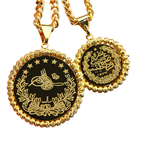 Yeni aksesuarlar 18k altın kaplama renk bakır Turkiye Lira sikke kolye lüks Dubai kadın büyük sikke kolye kolye - Product Image 4
