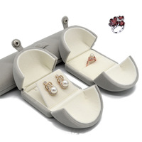Boîte de rangement à bijoux en velours à double bouton pour bagues, colliers, bracelets et médaillons - Taille échantillon