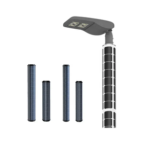 Tiang Panel surya bulat silinder, bentuk tabung sel kaca bulat silinder 50w * 2 100W harga penuh hitam yang menguntungkan untuk perangkat kamera CCTV - Product Image 1