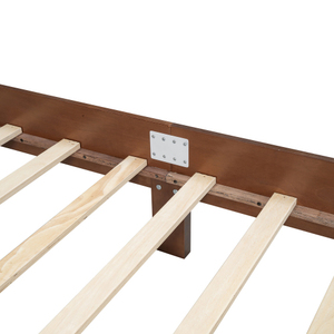 Queen Size Solid Wood Platform <b>Bed</b> with Natural Rattan Headboard and Wooden Slat Support Modern Design Eco-Friendly - Product Image 5