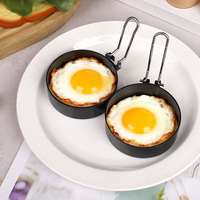 Ensemble d'anneaux à œufs en acier inoxydable antiadhésif avec poignée pliable, anneaux de cuisson ronds pour omelettes et crêpes pour le petit-déjeuner