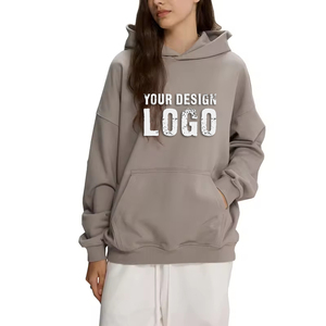 เสื้อฮู้ดดี้ผู้หญิงสีพื้น 430 กรัม พิมพ์ลายตามสั่ง สไตล์สตรีทลำลอง ทรงหลวม ไหล่ตก ผ้าหนา น้ำหนักมาก ไซส์ใหญ่ - Product Image 1