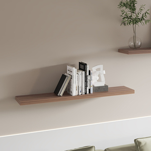 Light Brown Floating Shelf Melamine Set Of 2 <b>Wall</b> Display Shelves - Product Image 2