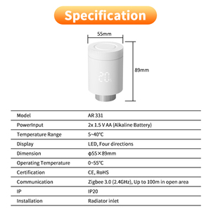 วาล์วควบคุมอุณหภูมิหม้อน้ำแบบเทอร์โมสตัท Zigbee TRV ควบคุมอุณหภูมิอัจฉริยะสำหรับใช้ในบ้าน อพาร์ทเมนต์ ชิ้นส่วนทำความร้อนใต้พื้น ใช้งานร่วมกับ <span class=keywords><strong>Alexa</strong></span> และ Google - Product Image 6