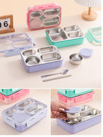 Wiederverwendbare Auslaufsichere Kinder-Schul-Essensbehälter Beheizbare Thermische Lebensmittelbehälter 304 Metall Bento Edelstahl Lunchbox