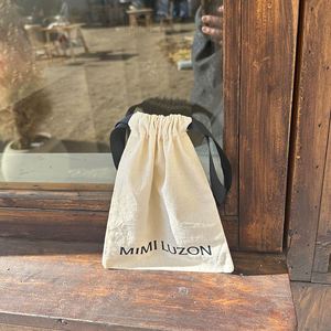 Durable High Quality Organic Cotton Canvas <b>Drawstring</b> <b>Pouch</b> Eco-Friendly Calico Cloth Bag - Product Image 3