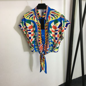 Nouvelle collection été : Ensemble femme imprimé <span class=keywords><strong>motif</strong></span> <span class=keywords><strong>indien</strong></span> avec chemise courte à lacets et leggings moulants - Product Image 3