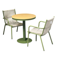 Ensemble de trois pièces de meubles de jardin imperméables, table de loisirs et chaise en métal pour cour extérieure et balcon
