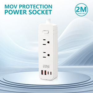 Winningstar Power Strip 2 Outlets 2 <b>Usb</b> C Ports Non Grounding Abs Safety Office Use - Product Image 4