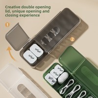 Boîte de rangement de bureau en plastique PP avec couvercle rabattable pour câbles de données, câbles de charge et accessoires de téléphone portable