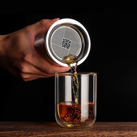 Infuseur à thé portable en acier inoxydable, infuseur à thé facile à utiliser, séparateur thé-eau, théière en verre à double paroi