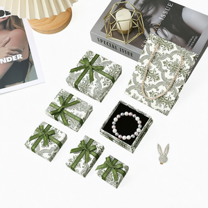 ECO Paper Necklace <b>Bracelet</b> <b>Gift</b> Christmas Jewelry Packaging <b>Boxes</b> with Velvet Lids Custom Logo <b>for</b> Jewellery Luxury Ribbon Bow - Product Image 1