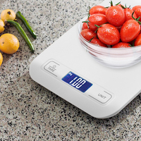 Balance de cuisine numérique électronique à plateforme en plastique avec écran LCD rétroéclairé haute précision pour la maison