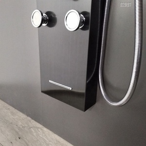 Spazzola pannelli <span class=keywords><strong>doccia</strong></span> neri <span class=keywords><strong>con</strong></span> 6 getti corpo <span class=keywords><strong>e</strong></span> pioggia pioggia in testa - Product Image 3