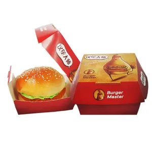 ที่กำหนดเองราคาถูกพิมพ์กระดาษแข็ง Burger ออกแบบกล่องรีไซเคิลอาหารบรรจุภัณฑ์กระดาษหัตถกรรม Burger BOX