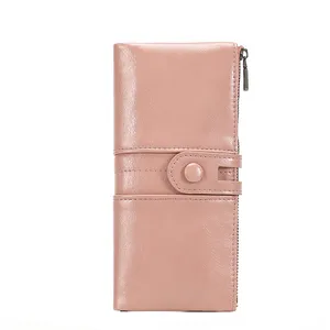 三つ折りデザイナー韓国高品質ファッション高級ロングシンピンクrfidレディース財布