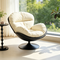 Fauteuil de relaxation moderne pivotant à 360 degrés en forme d'œuf, avec coussin profond en tissu crème, ergonomique, surdimensionné et capitonné