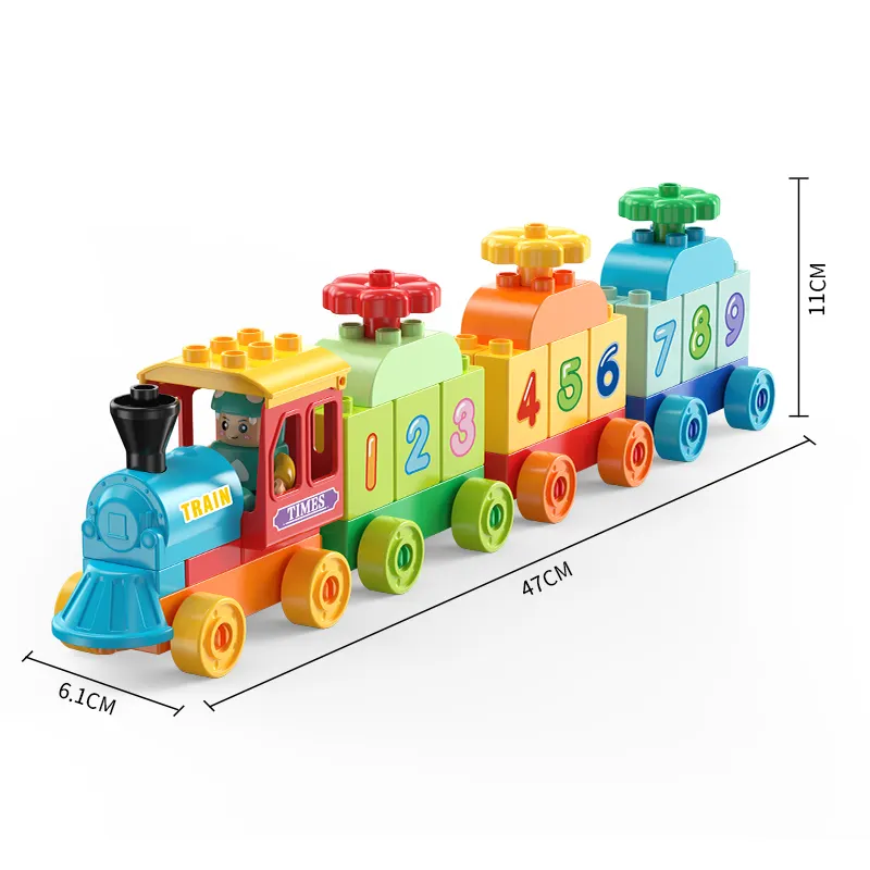 FEELO 2024 NEUES Kinderspielzeug umweltfreundliche Bausteine Zug-Spielzeug Plastikblock montierte Bausteine