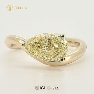 Tùy Chỉnh Lê Cắt Vàng Phòng Thí Nghiệm Kim Cương Nhẫn Igi Chứng Nhận Phòng Thí Nghiệm Kim Cương Nhẫn 9K 10K 14K 18K Phòng Thí Nghiệm Grown Kim Cương Nhẫn - Product Image 1