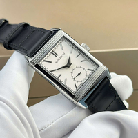 Nouvelle Arrivée Montre-bracelet mécanique rectangulaire pour homme, petite seconde, cadran blanc, bracelet en cuir noir, remontage manuel, montre de business