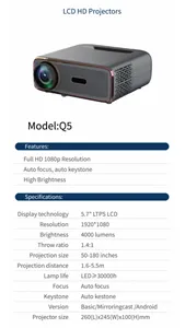 Q5 PROJECTORผลิตภัณฑ์ที่ขายดีที่สุด 2024 โปรเจคเตอร์วิดีโอโฮมเธียเตอร์ 4K LCD Beamerไร้สาย 4000 Lumensโปรเจคเตอร์