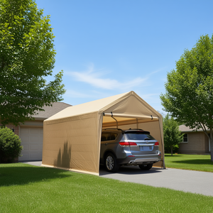 Cochera Resistente de 9 x 17 Pies con Techo a Dos Aguas, Estructura de Acero Galvanizado con Revestimiento de PVC para 2 Vehículos - Product Image 2