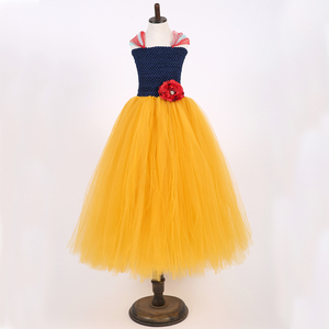 Princesse fille robe Tulle longue mode enfants vêtements jaune <span class=keywords><strong>neige</strong></span> blanche princesse sans manches fille Tutu robe <span class=keywords><strong>pour</strong></span> adolescents filles - Product Image 2