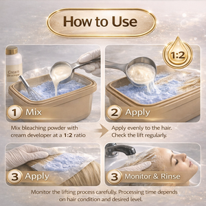 ผงฟอกสีผมแบบไม่เป็นฝุ่น ปราศจากแอมโมเนีย <span class=keywords><strong>สี</strong></span>ฟ้า ยก<span class=keywords><strong>สี</strong></span><span class=keywords><strong>ผม</strong></span>ได้สูง สำหรับมืออาชีพ รับผลิตแบบ OEM ODM แบรนด์ส่วนตัว จำหน่ายส่งจากโรงงาน - Product Image 4