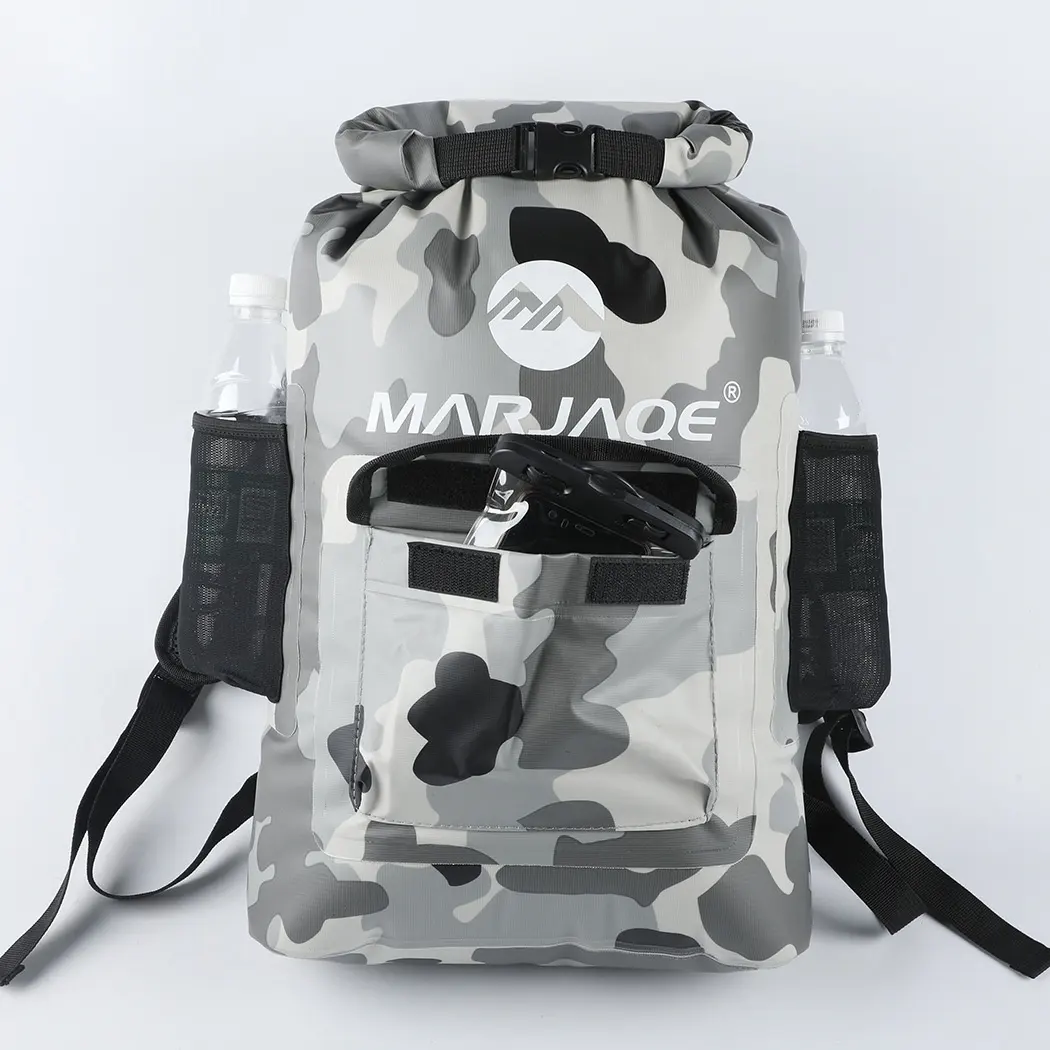 22L renkli camo ağır 500D PVC branda su geçirmez rulo üst mühür spor ergonomik yürüyüş sırt çantası kuru çanta sırt çantası