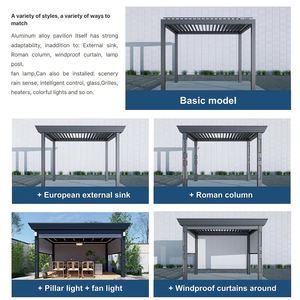 Pergola motorisée d'extérieur moderne Toit à persiennes en aluminium imperméable Pergola de jardin en métal <span class=keywords><strong>Couverture</strong></span> d'ombrage - Product Image 6