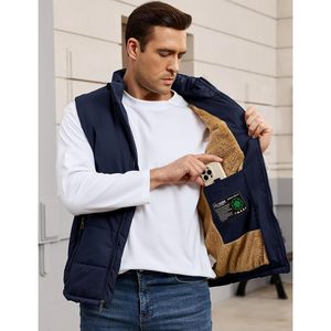 Chaleco Acolchado con Forro Polar para Hombre FOXA, Cierre de Cremallera, Chaqueta sin Mangas Cálida para Senderismo al Aire Libre con Bolsillos - Product Image 3